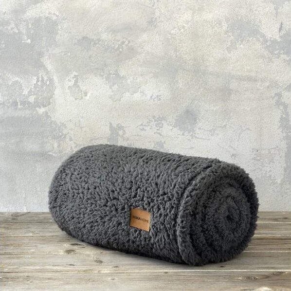 Κουβέρτα Υπέρδιπλη Fleece Sherpa Manta - Charcoal NIMA HOME
