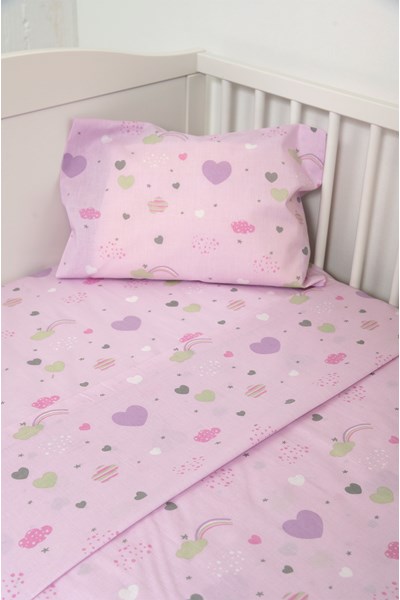Σετ Σεντόνια κούνιας Little Hearts 302 - Lila Naf Naf