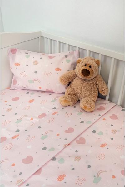 Σετ Σεντόνια κούνιας Little Hearts 302 - Pink Naf Naf