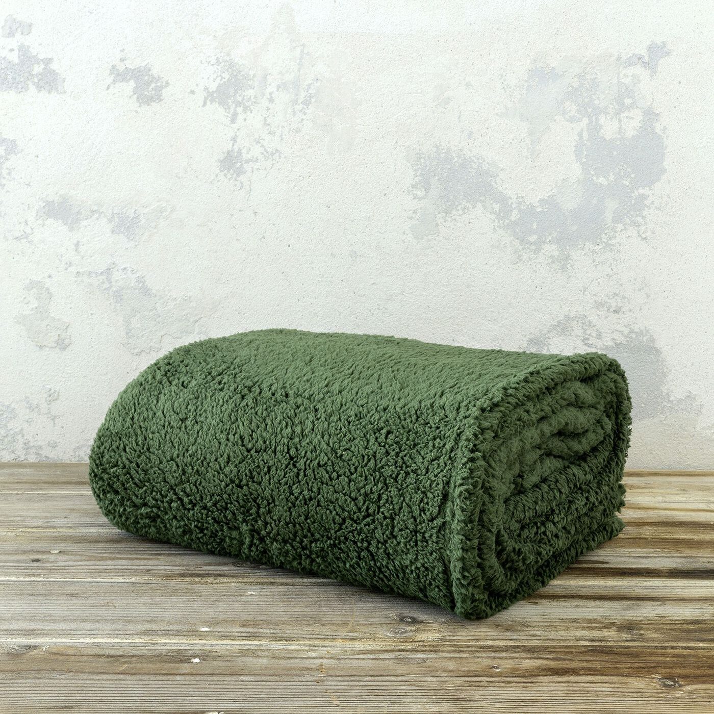 Κουβέρτα Υπέρδιπλη Fleece Sherpa Manta - Forest Green  NIMA HOME