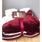 Κουβέρτα Fleece Sherpa Διπλή Μπορντό NEW WORLD